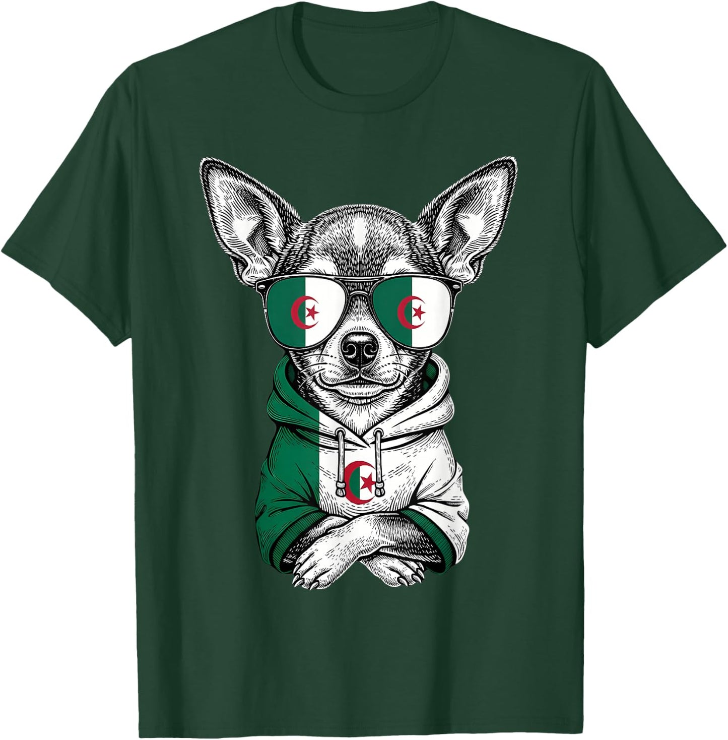 Algeria Roots Dog Algerian Flag T-Shirt - T-Shirt | Forest