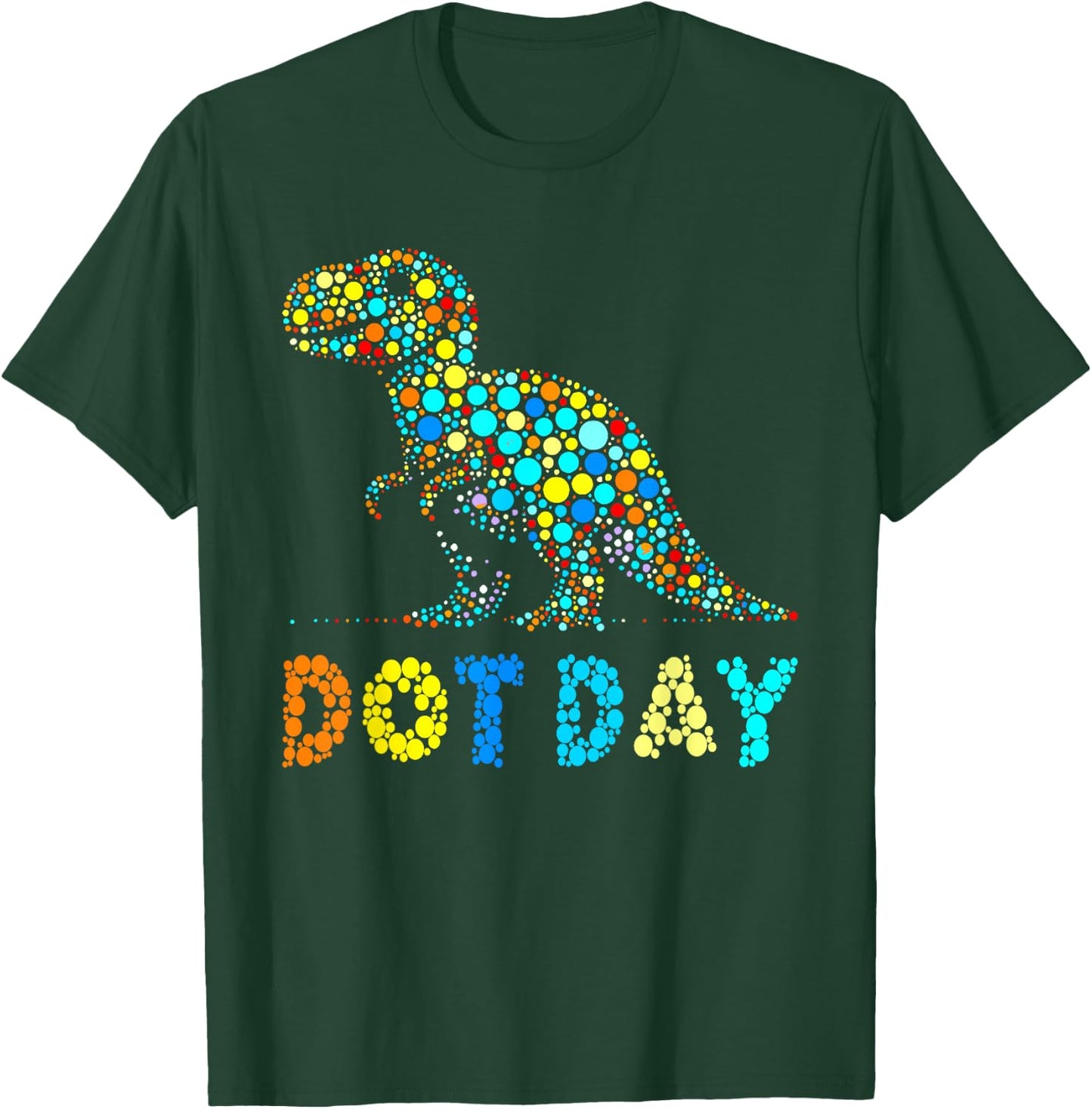 Happy Dot Day 2024 Dino Dinosaur Graphic Kids Teachers T-Shirt - T-Shirt | Forest