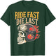 Ride Fast Die Last Winged Skull Design T-Shirt - T-Shirt | Forest