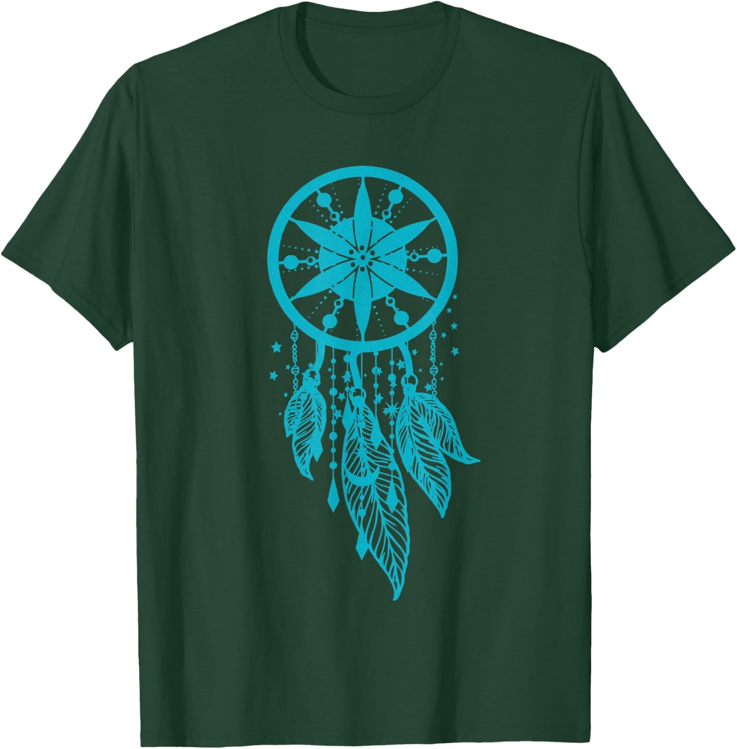 Teal dream catcher moon boho style dream catcher T-Shirt - T-Shirt | Forest