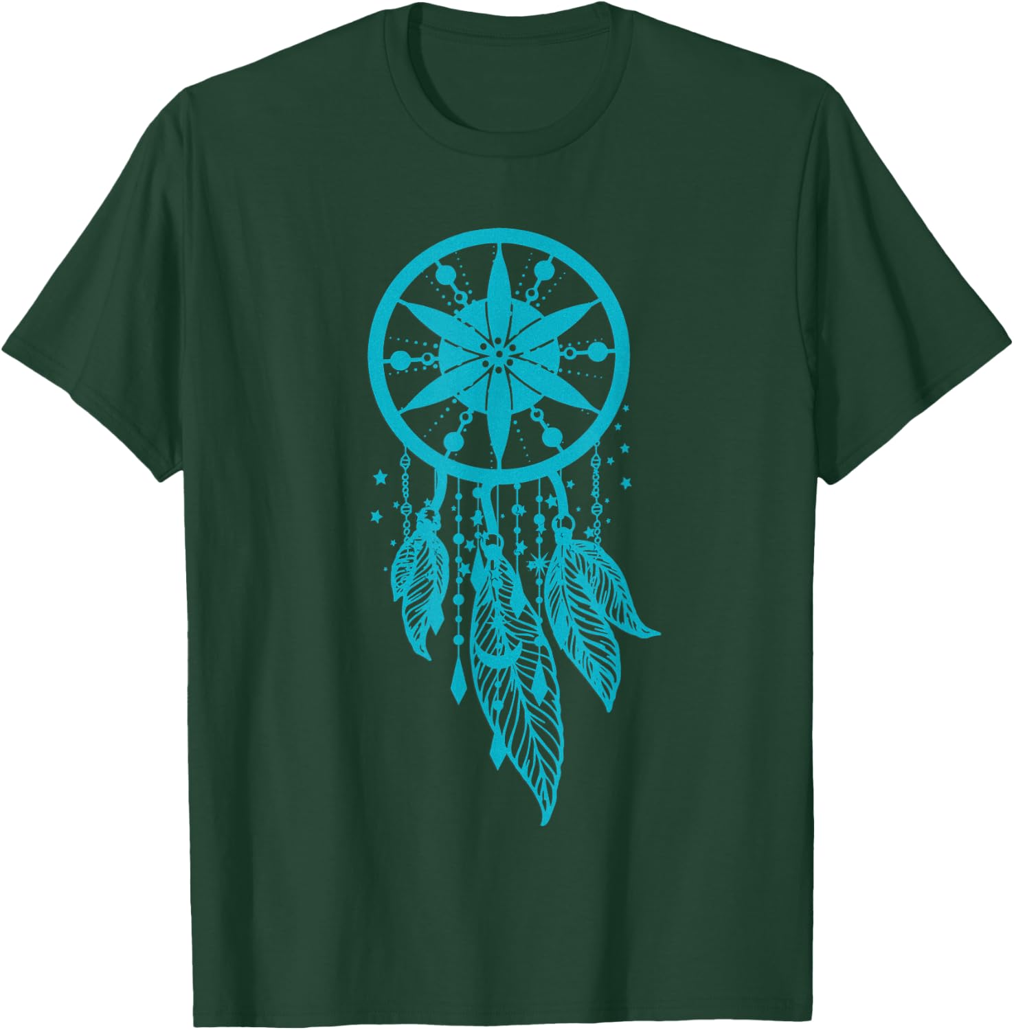 Teal dream catcher moon boho style dream catcher T-Shirt - T-Shirt | Forest