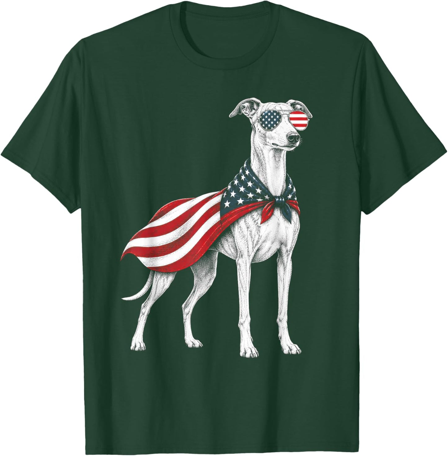 Whippet 4th of July US American Flag Dog Patriotic T-Shirt - T-Shirt | Forest