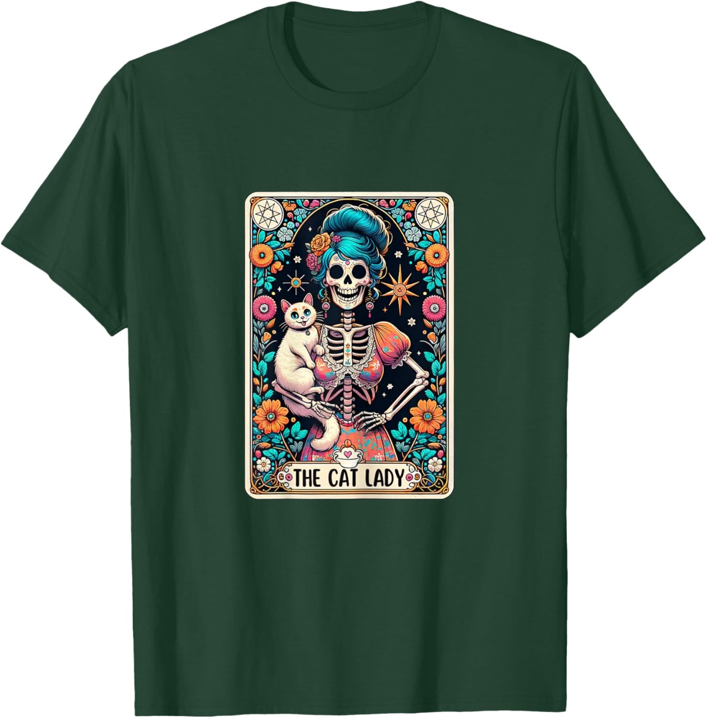 Cat Lady Tarot Card Gothic Women Cat Mom Mothers Day T-Shirt - T-Shirt | Forest