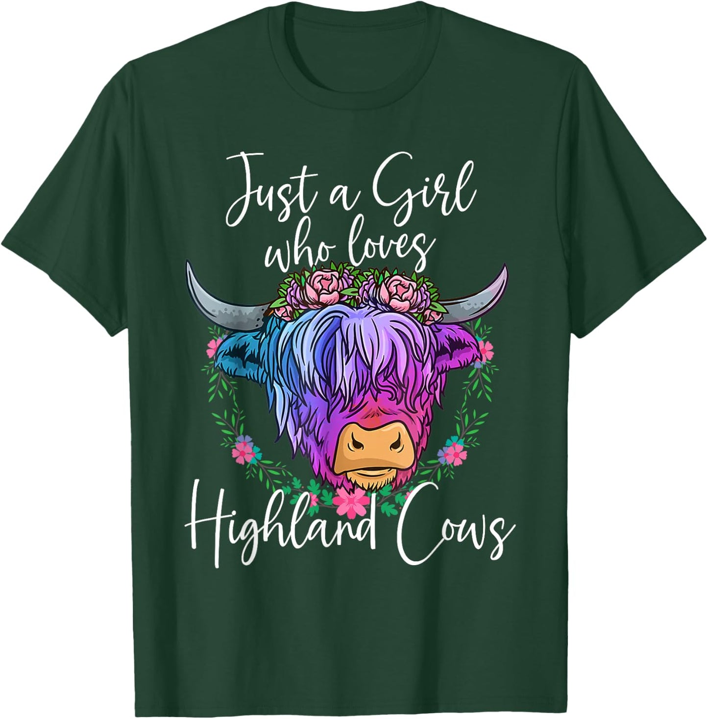 Highland Cow Gifts Women Just a Girl Who Loves Highland Cows T-Shirt - T-Shirt | Forest