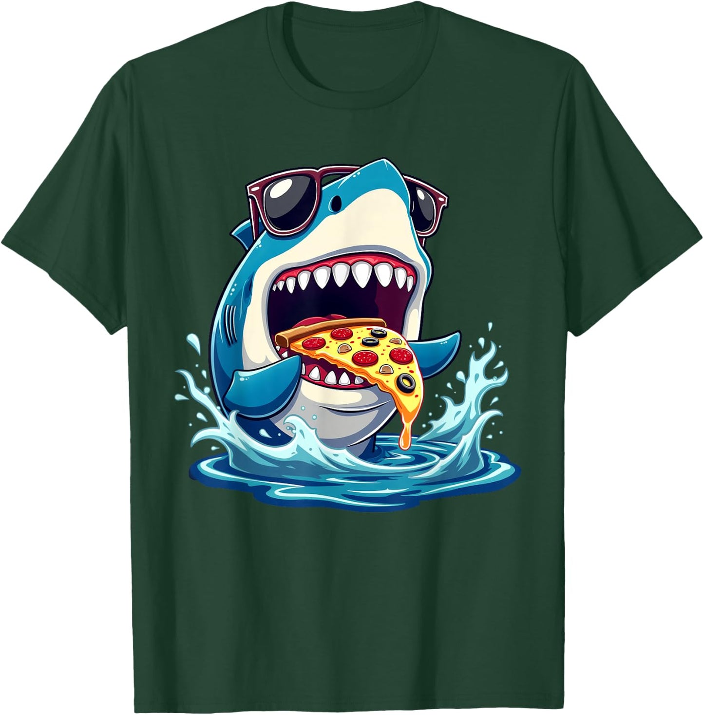 Pizza Eating Shark Kids Boys Food Lovers Jawsome Shark T-Shirt - T-Shirt | Forest