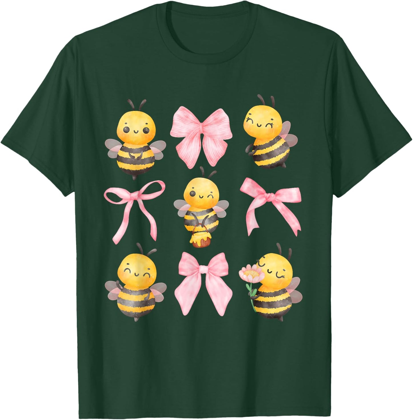 Coquette Bee Pink Bow Bumblebee Theme Birthday Girls T-Shirt - T-Shirt | Forest