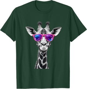 Funny Giraffe Pattern - Giraffe with Glasses T-Shirt - T-Shirt | Forest