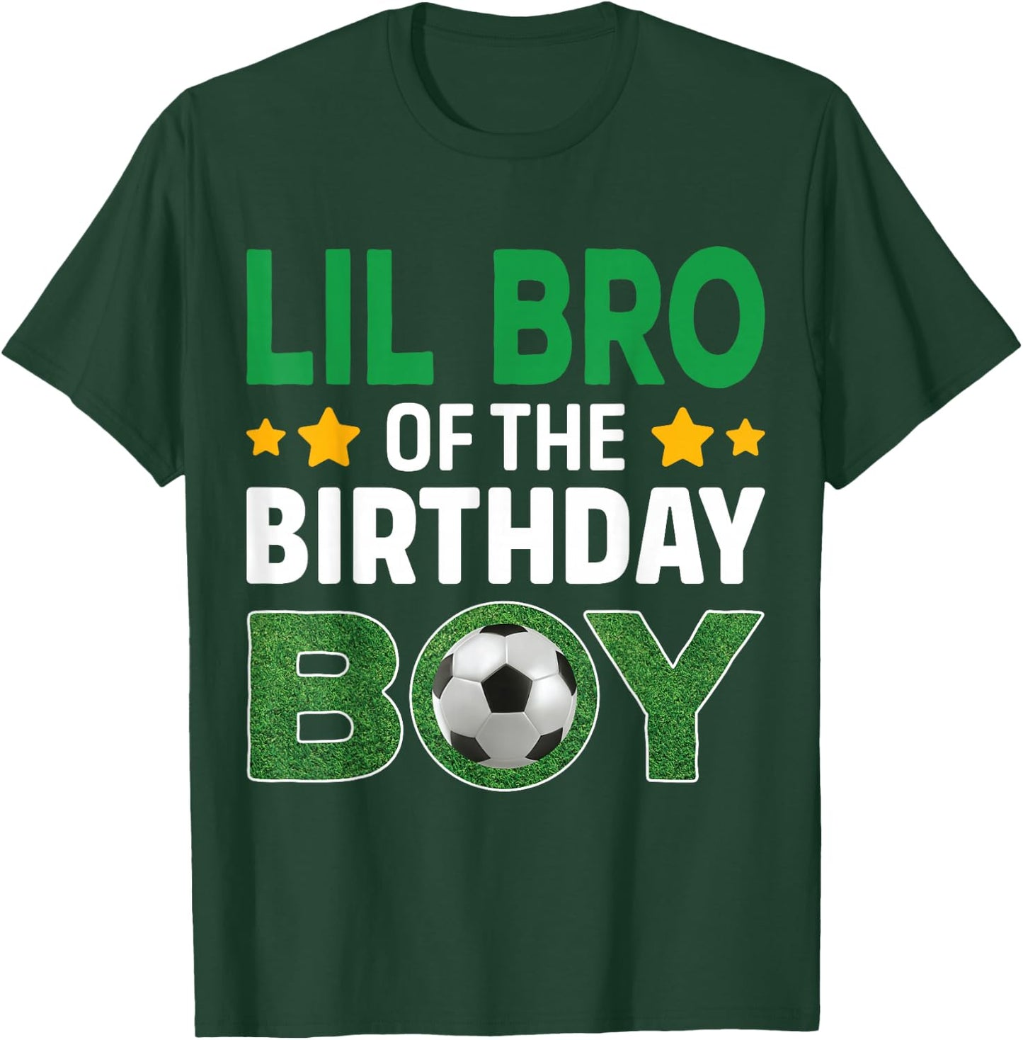 Lil Bro Of The Birthday Boy Soccer Birthday Celebration T-Shirt - T-Shirt | Forest