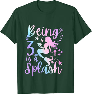 3 Year Old 3rd Mermaid Birthday Under Sea Party Themed T-Shirt - T-Shirt | Forest