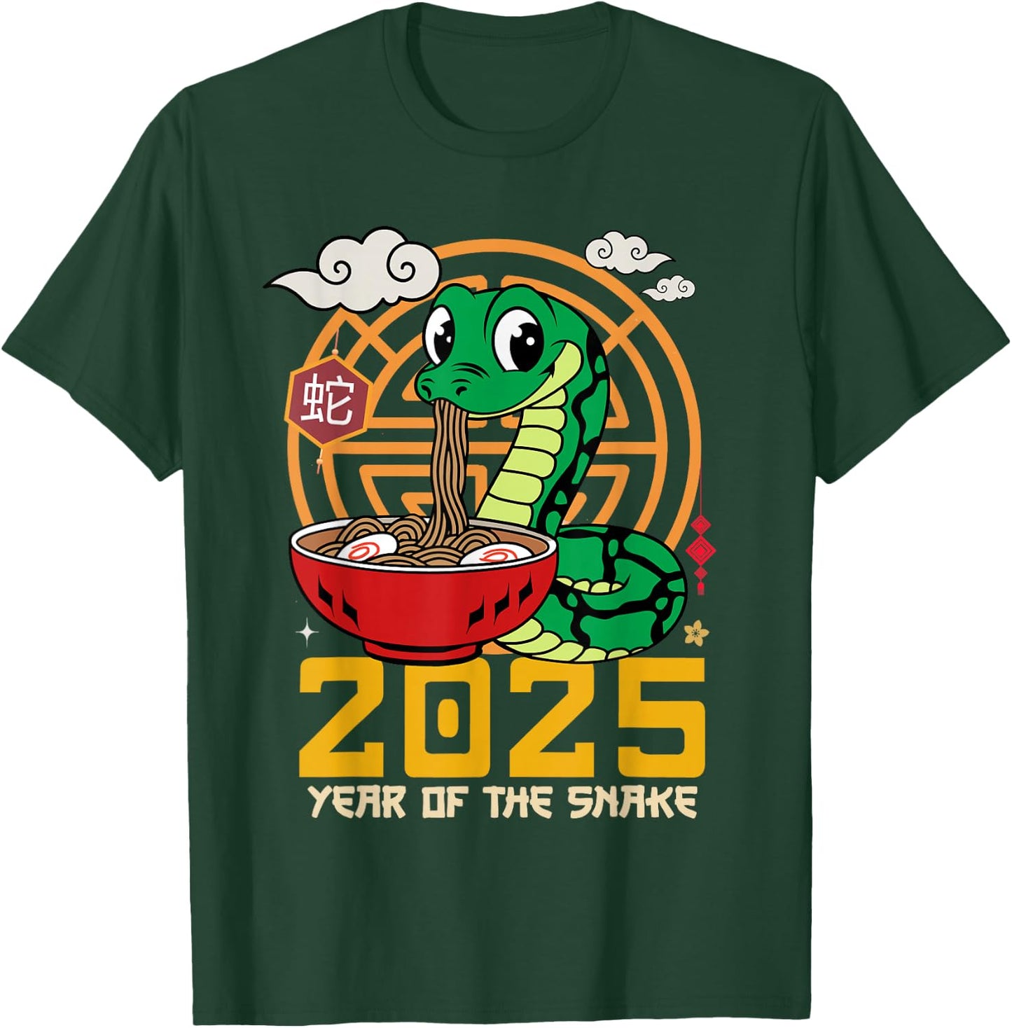 Cute Chinese New Year Of The Snake 2025 Noodles Ramen Kids T-Shirt - T-Shirt | Forest