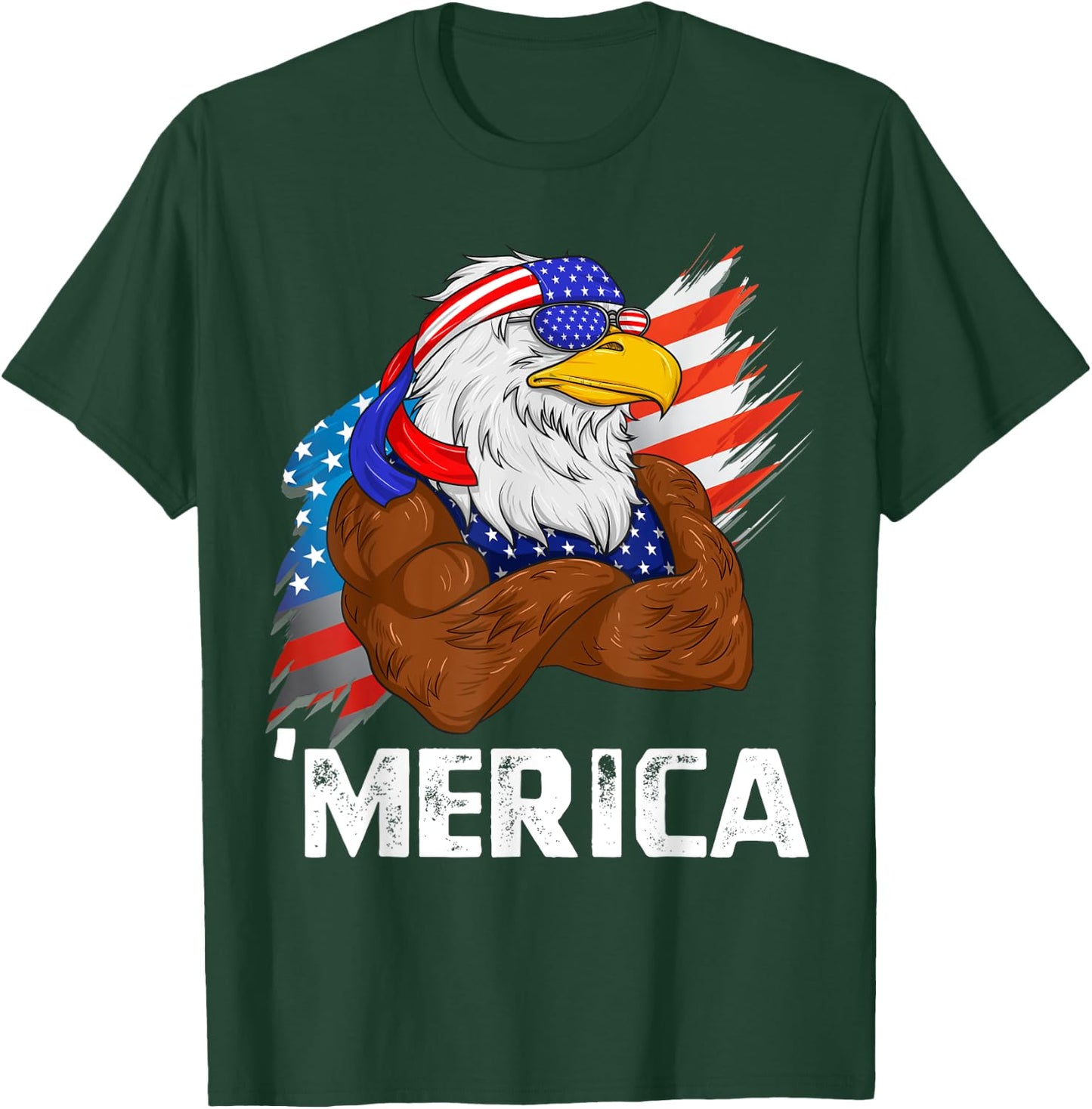 Merica Freedom American USA Eagle Patriotic 4th of July T-Shirt - T-Shirt | Forest