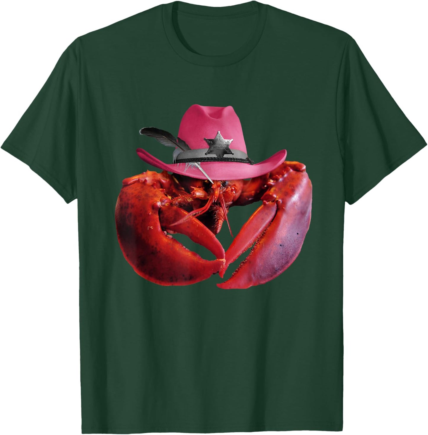 Lobster Wearing Pink Cowboy Hat, Funny Cute Lobsters T-Shirt - T-Shirt | Forest