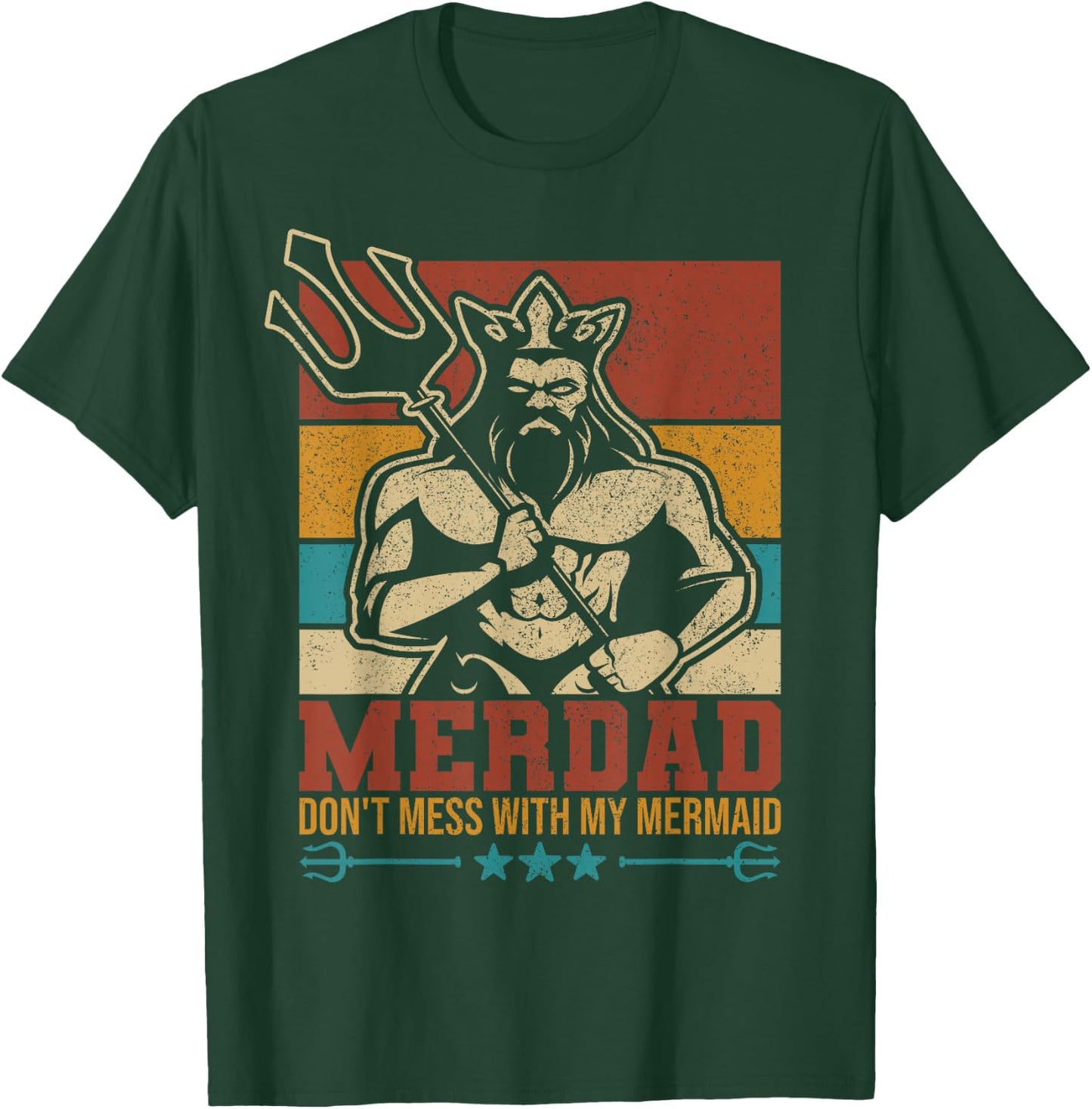 Merdaddy Mermaid Dad Costume Merman Fathers Day Party Outfit T-Shirt - T-Shirt | Forest