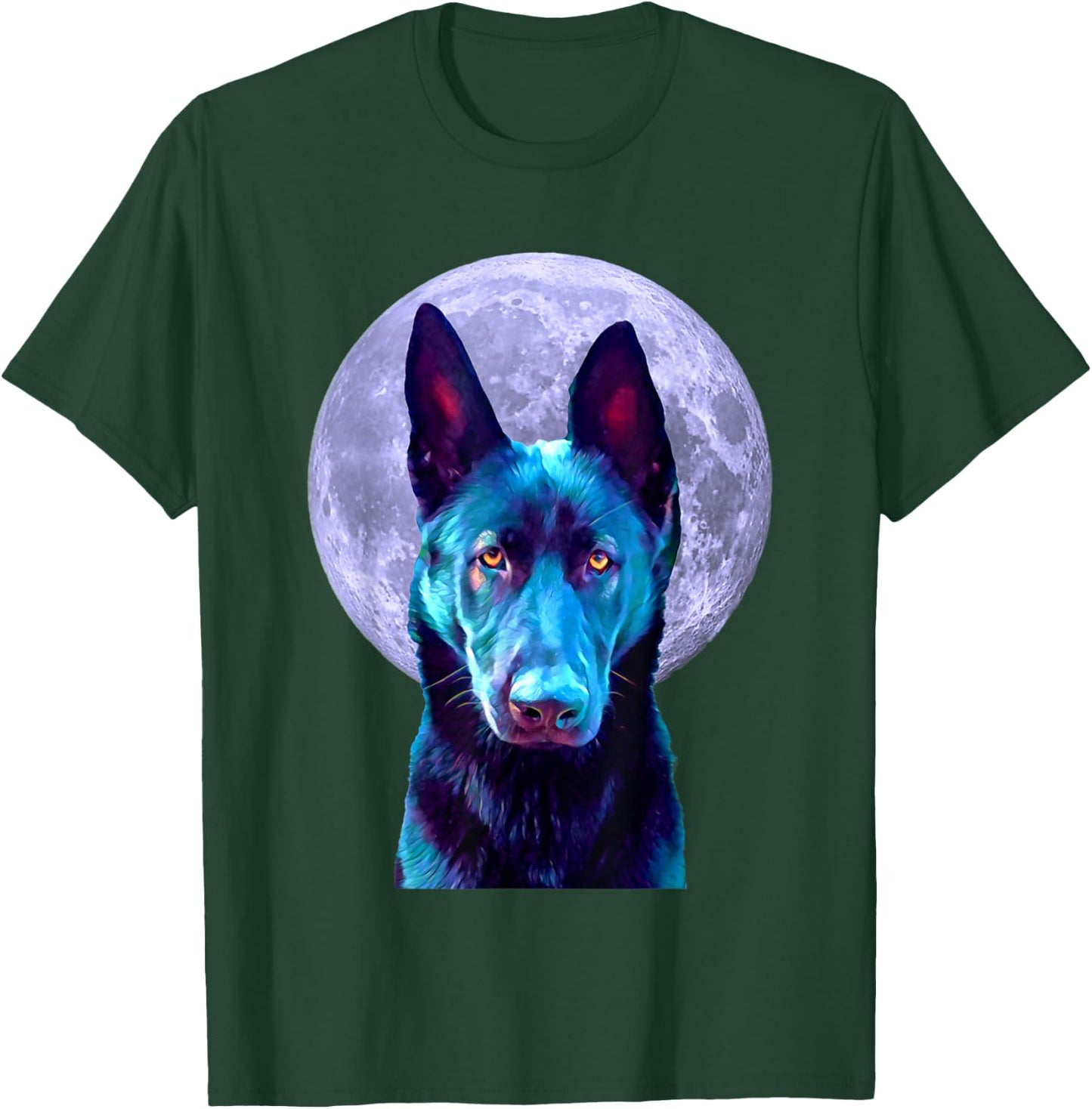 Black German Shepherd Moon: Dog Lovers, Owners, Moms, Dads T-Shirt - T-Shirt | Forest