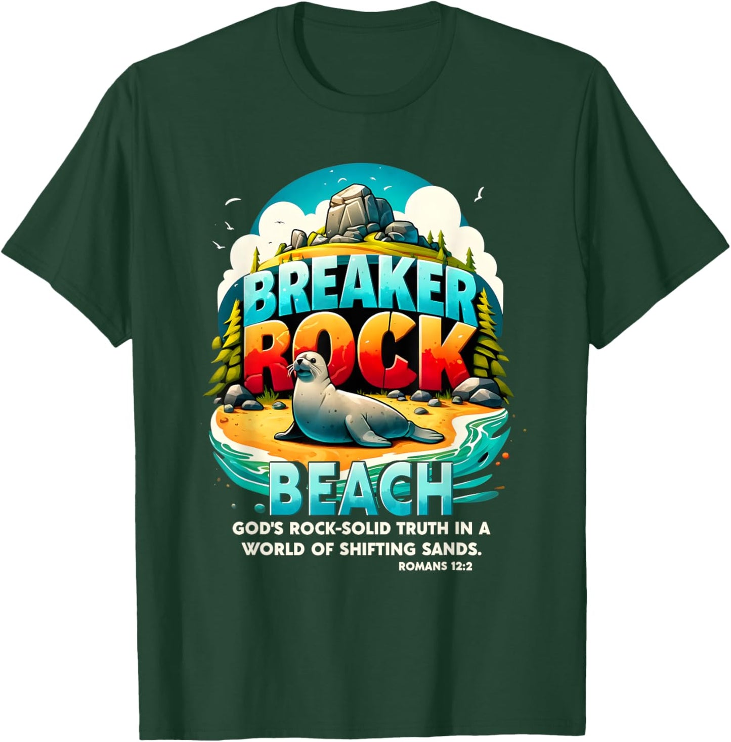 Breaker Rock Beach God's Rock-Solid Truth Christian VBS 2024 T-Shirt - T-Shirt | Forest