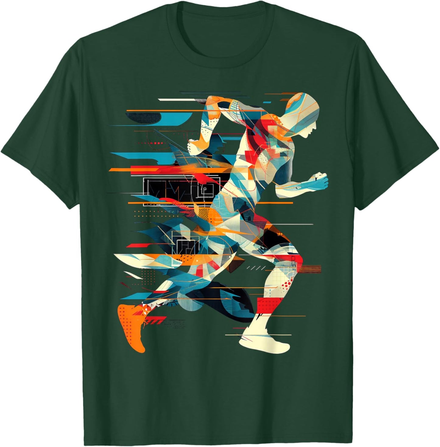 Artsy Marathon Runner on Abstract Art Marathon , black T-Shirt - T-Shirt | Forest