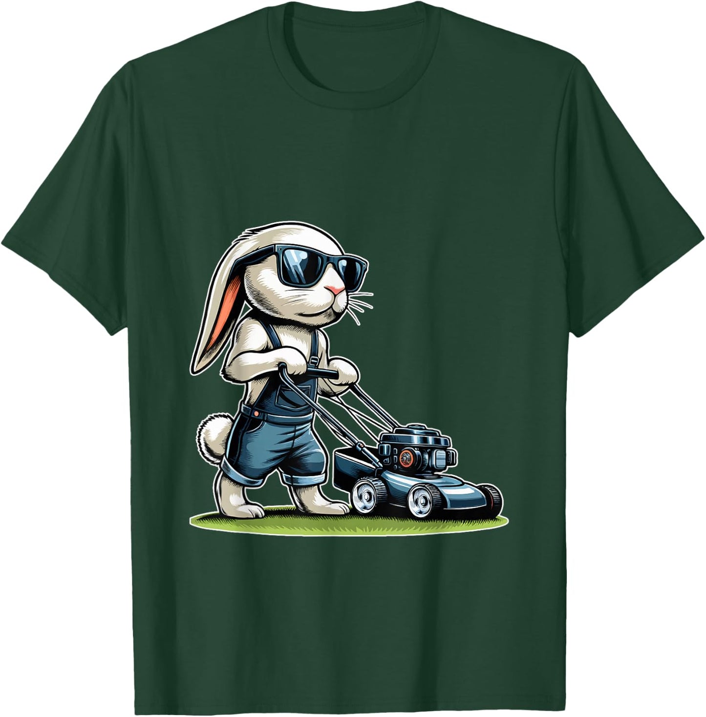 Mowing Lawn Bunny Easter Egg T-Shirt - T-Shirt | Forest