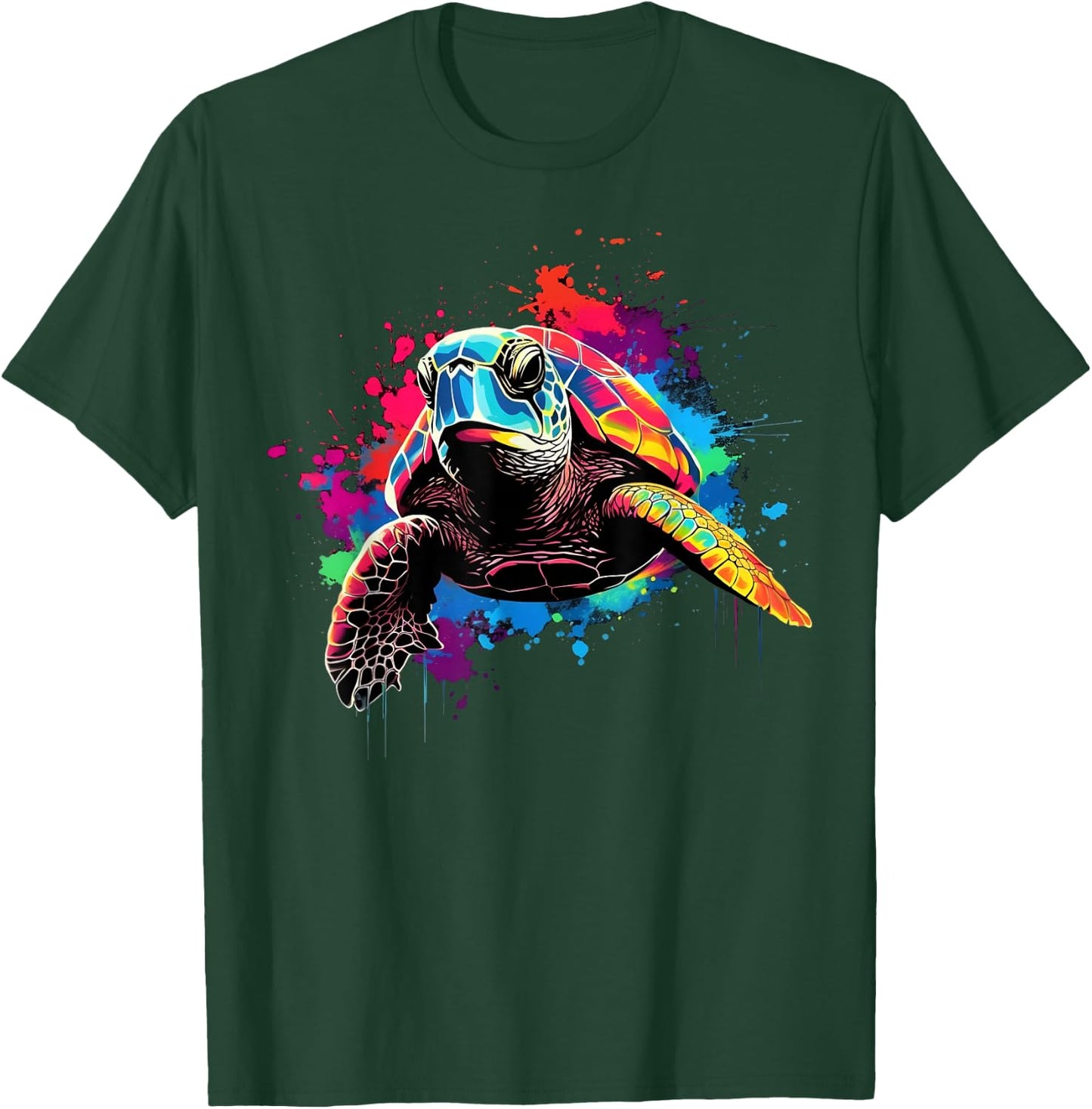 Cool Turtle on colorful painted Turtle T-Shirt - T-Shirt | Forest