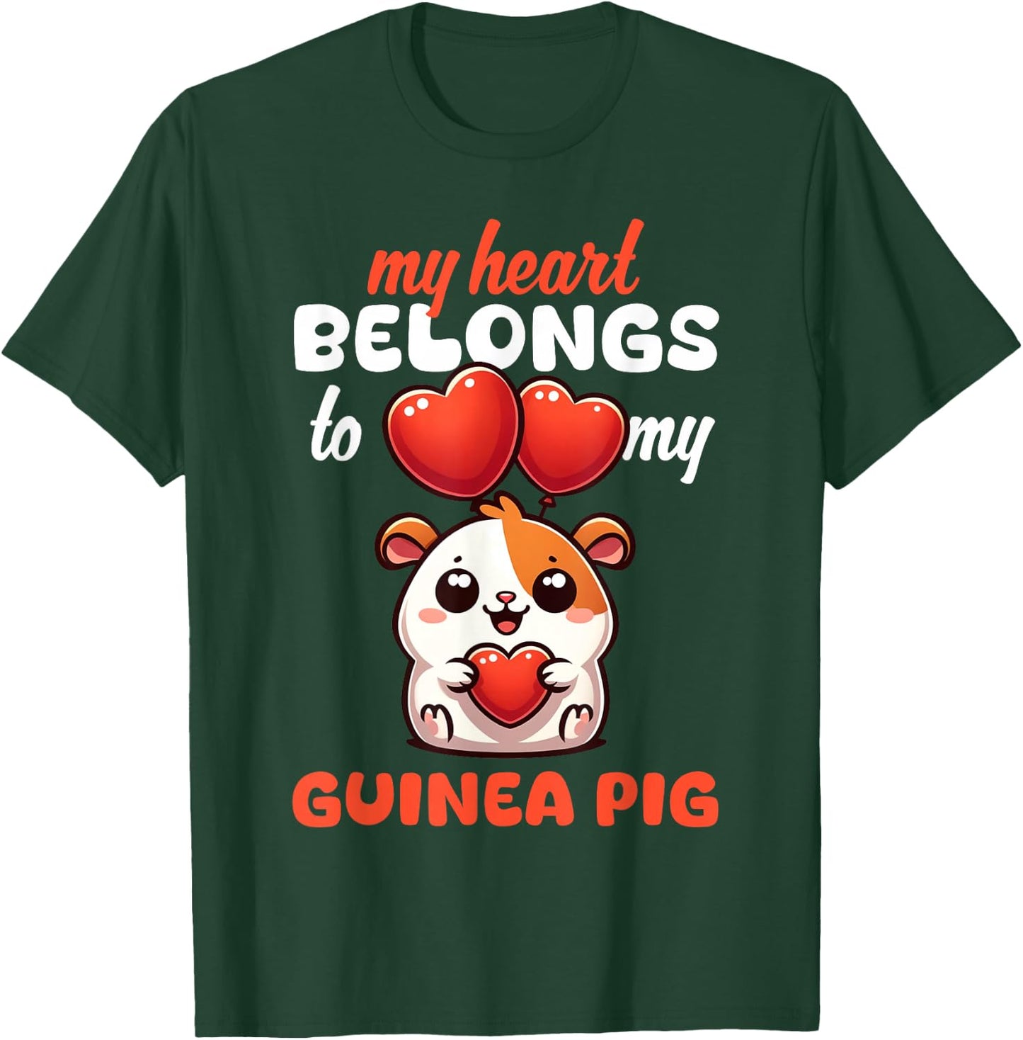 Cute My Heart Belongs To My Guinea Pigs Lover Graphic Cavy T-Shirt - T-Shirt | Forest
