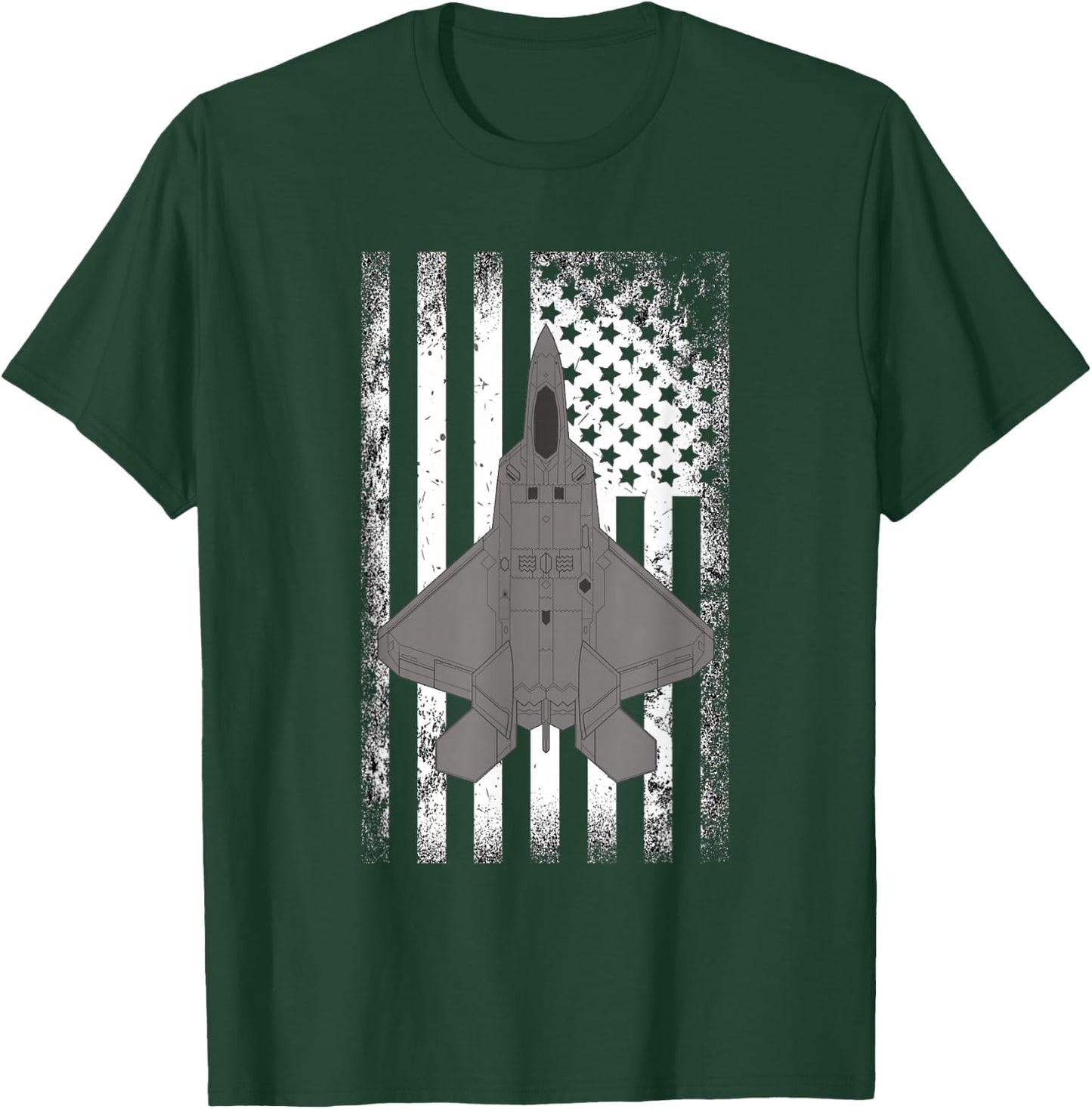 F-22 Raptor Jet American Flag Military Airplane T-Shirt - T-Shirt | Forest