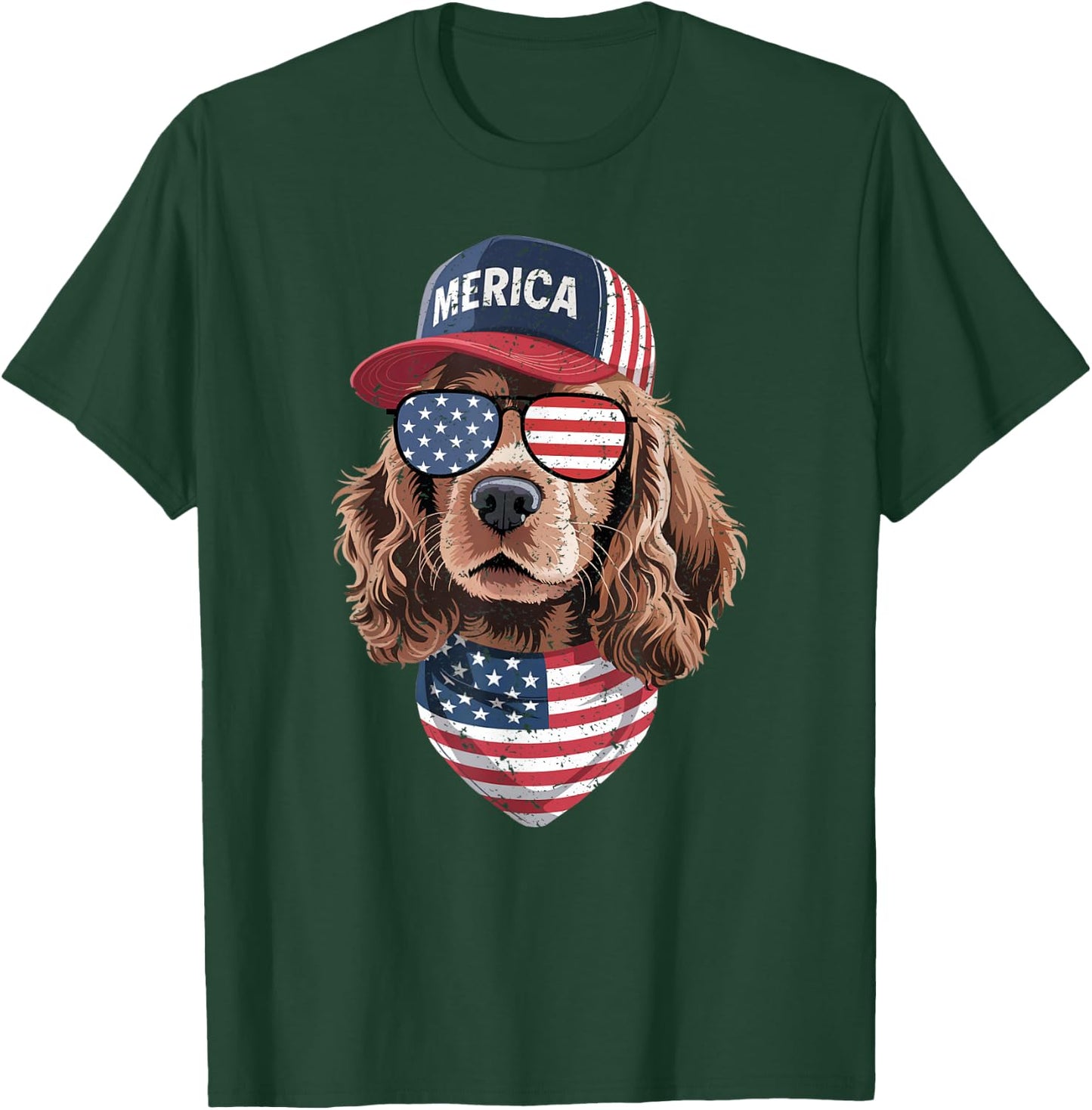 Cocker Spaniel 4th of July US American Flag Dog Patriotic T-Shirt - T-Shirt | Forest