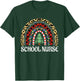 Christmas School Nurse Leopard Rainbow Nurse Xmas Christmas T-Shirt - T-Shirt | Forest