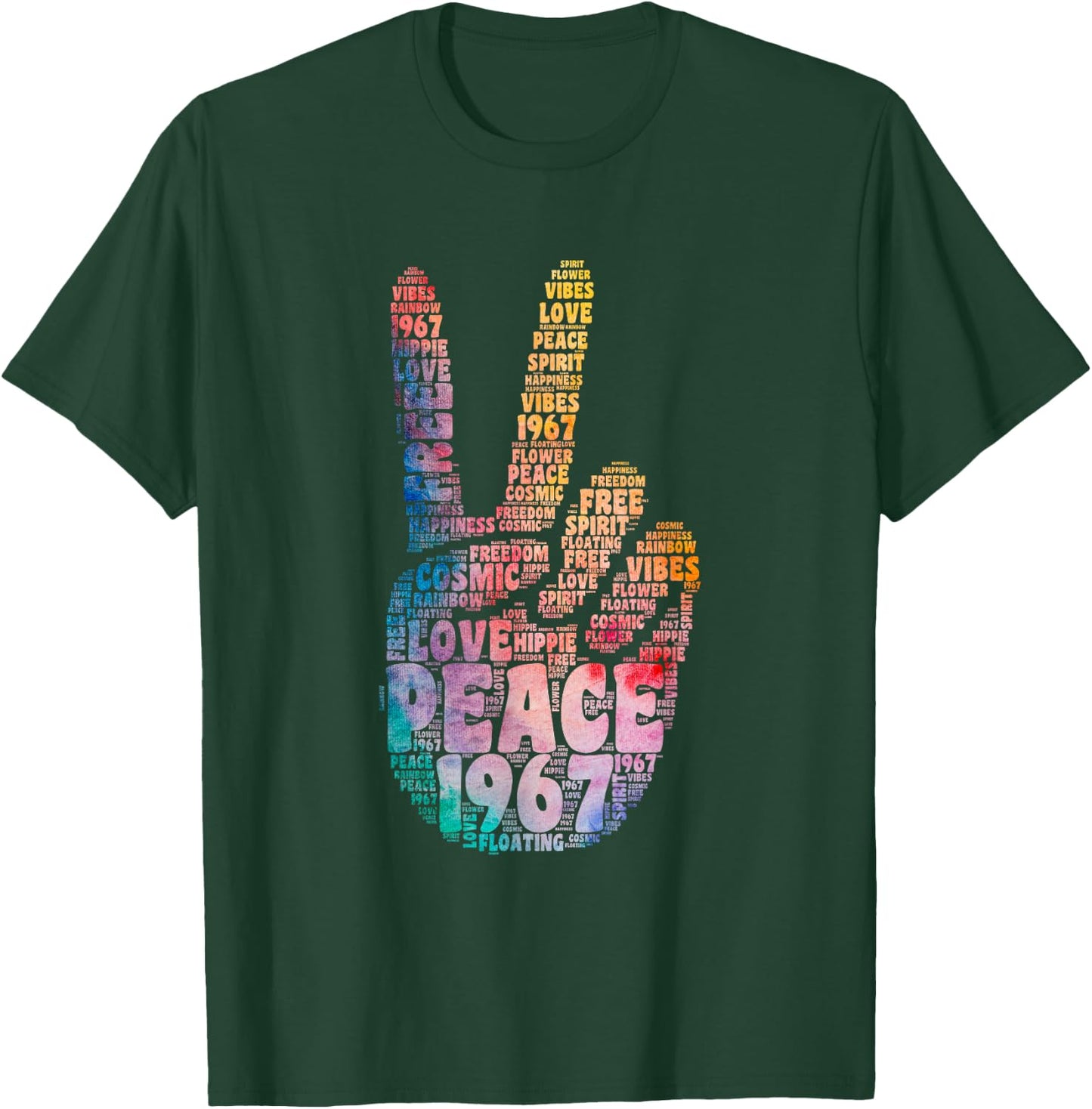Peace Hand Sign Peace Sign Vintage Hippie , black T-Shirt - T-Shirt | Forest