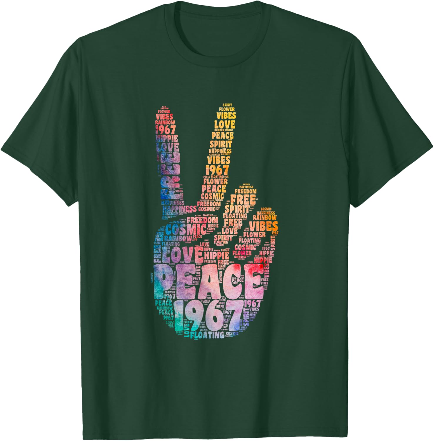 Peace Hand Sign Peace Sign Vintage Hippie , black T-Shirt - T-Shirt | Forest