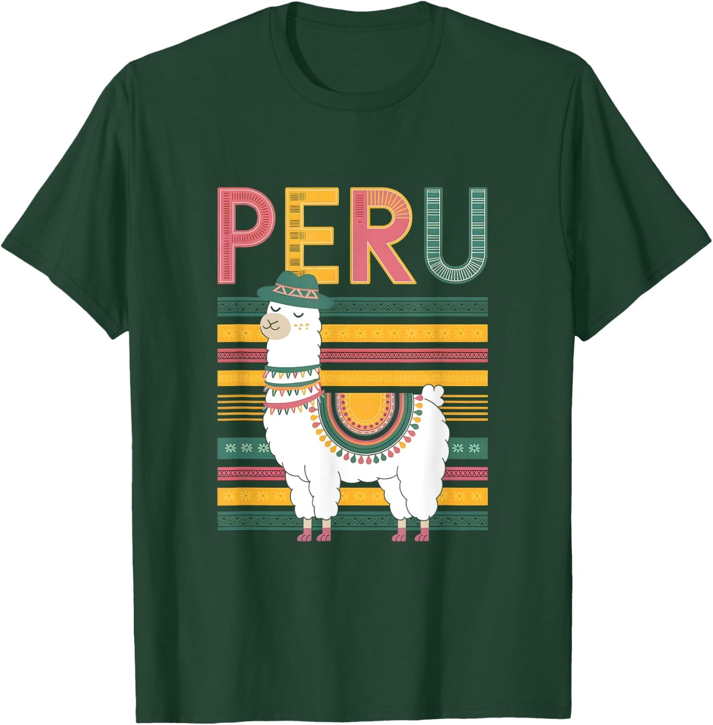 Cute Peruvian Llama from Peru - Fun Peru Design T-Shirt - T-Shirt | Forest