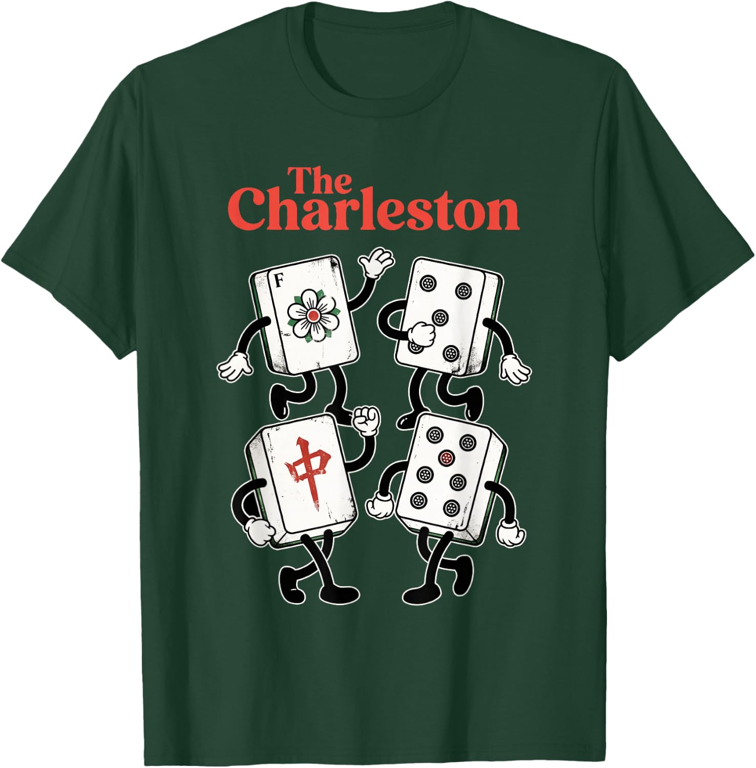 The Charleston Retro Funny Mahjong Player Men Women T-Shirt - T-Shirt | Forest