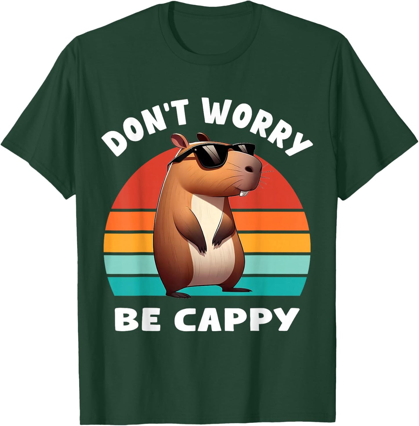 Capybara Capybara Rodent Dont Be Worry Be Capy Retro Funny Capybara , Black, S T-Shirt - T-Shirt | Forest