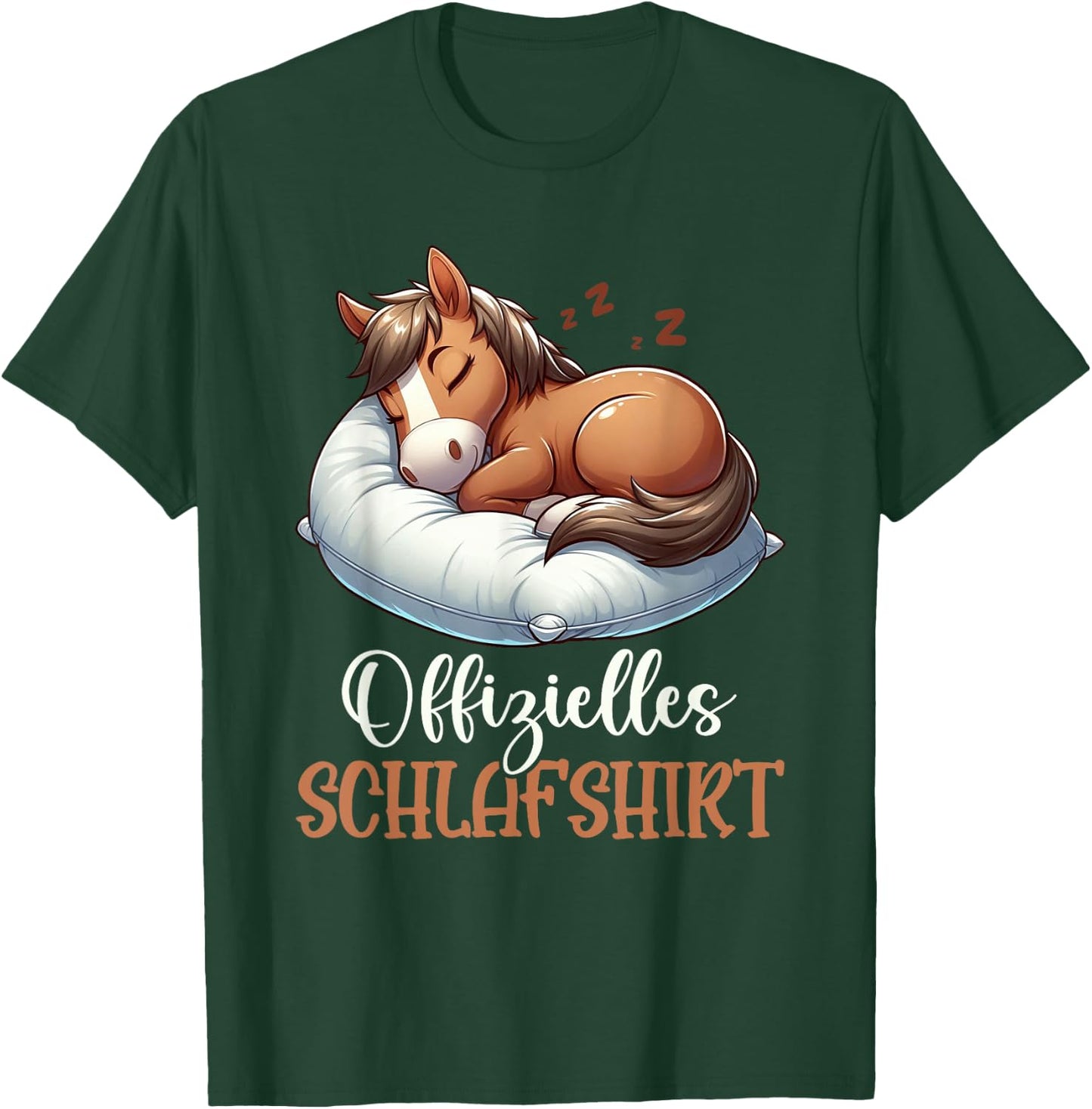 Official Sleep Shirt Funny Horse Pyjamas Short Sleeve , black T-Shirt - T-Shirt | Forest