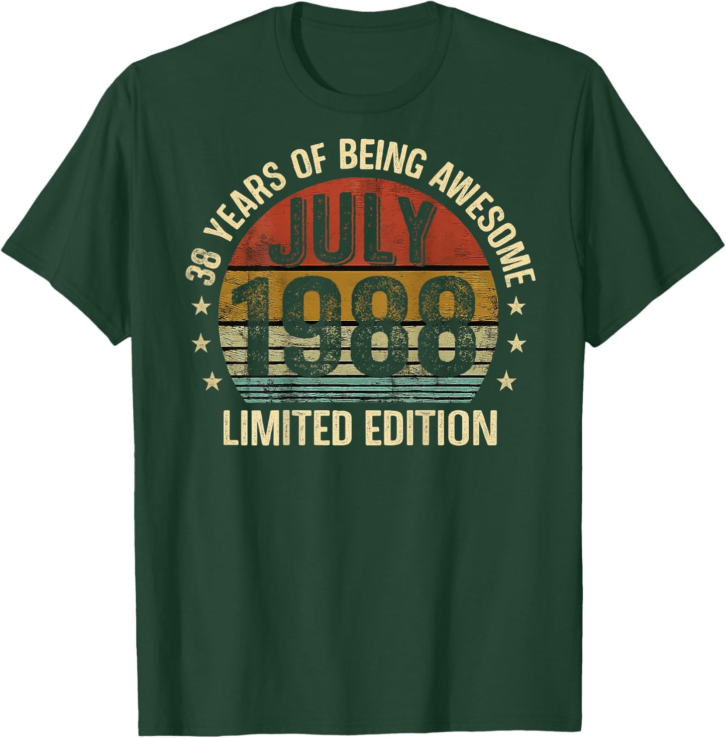 (ON Back) July Birthday 1988 Limited Edition Vintage 38th T-Shirt - T-Shirt | Forest