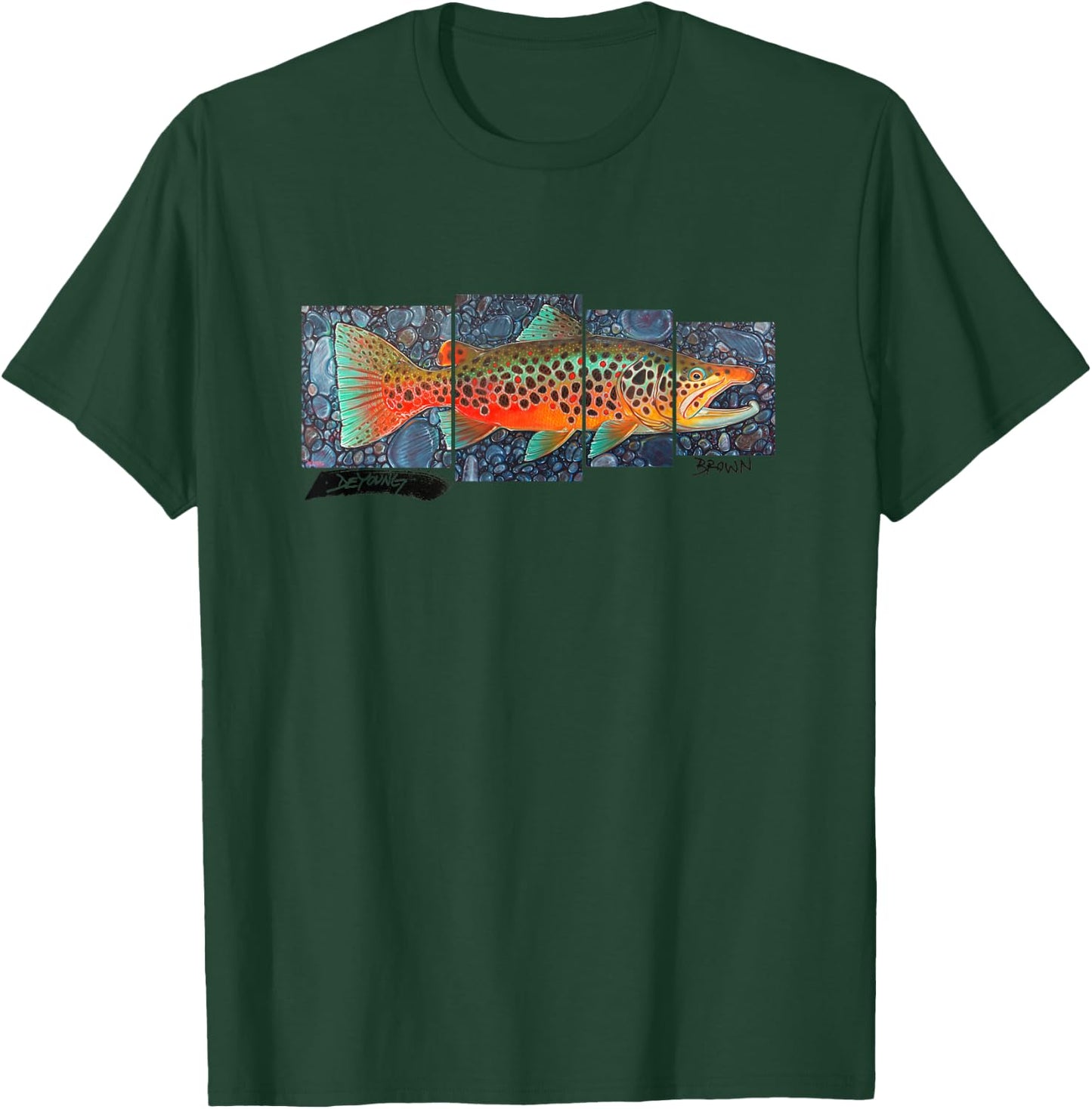 Brown Trout Fish Art Derek DeYoung Fisherman Gift T-Shirt - T-Shirt | Forest