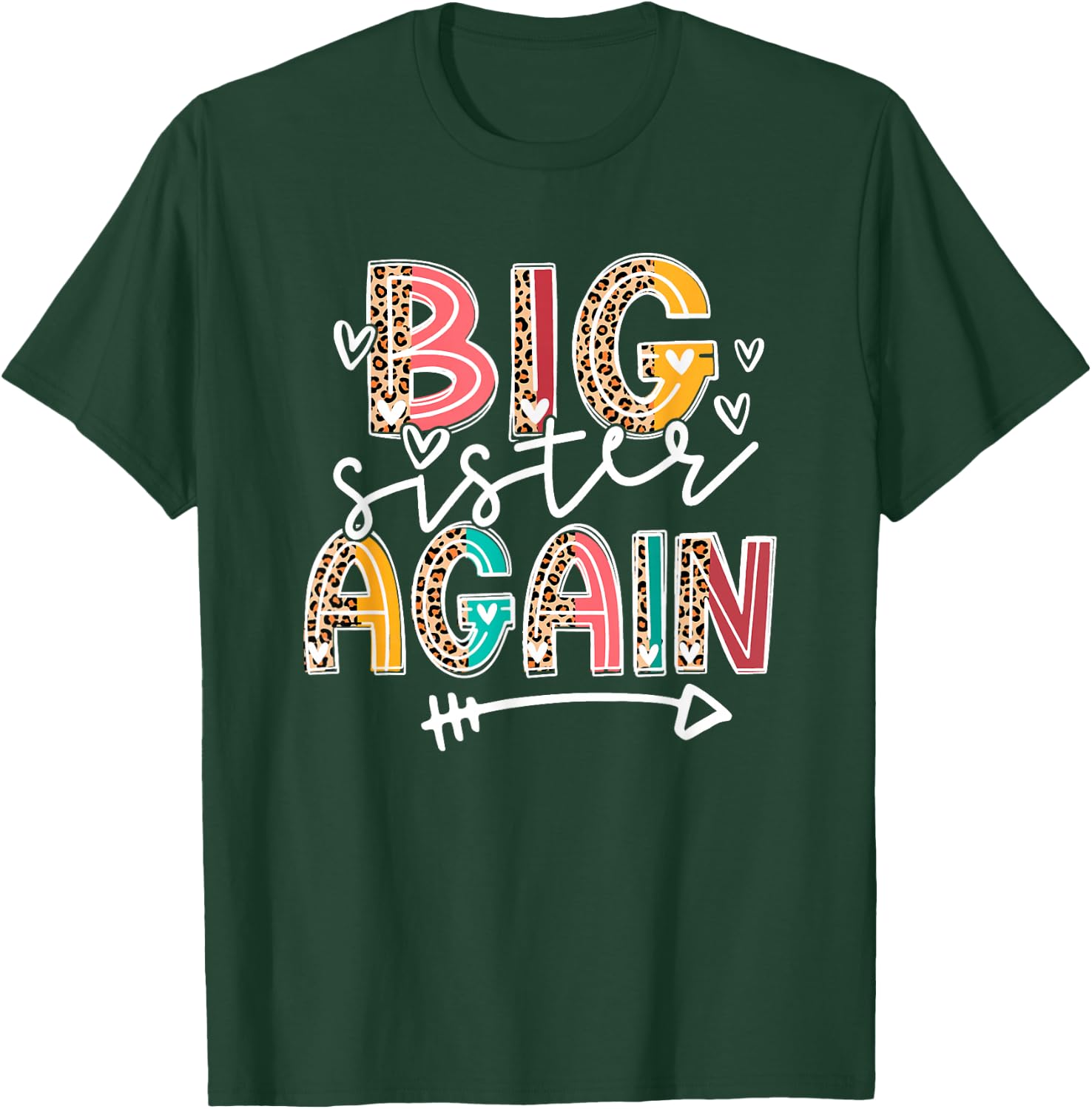 Big Sister Again Leopard Soon to Be Sis Announcement Girls T-Shirt - T-Shirt | Forest