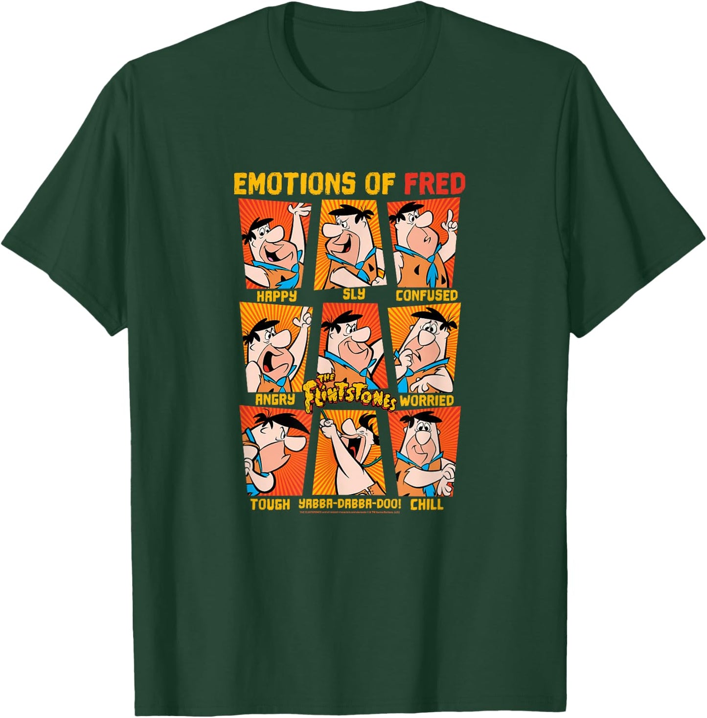 The Flintstones Emotions of Fred Flintstone Box-Up Grid T-Shirt - T-Shirt | Forest