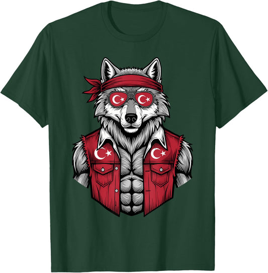 Turkey Flag Wolf Turkish Roots T-Shirt - T-Shirt | Forest