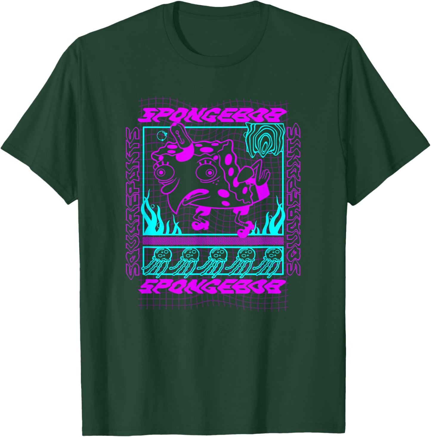 SpongeBob SquarePants Jellyfish Rave Mystical Techno Poster T-Shirt - T-Shirt | Forest