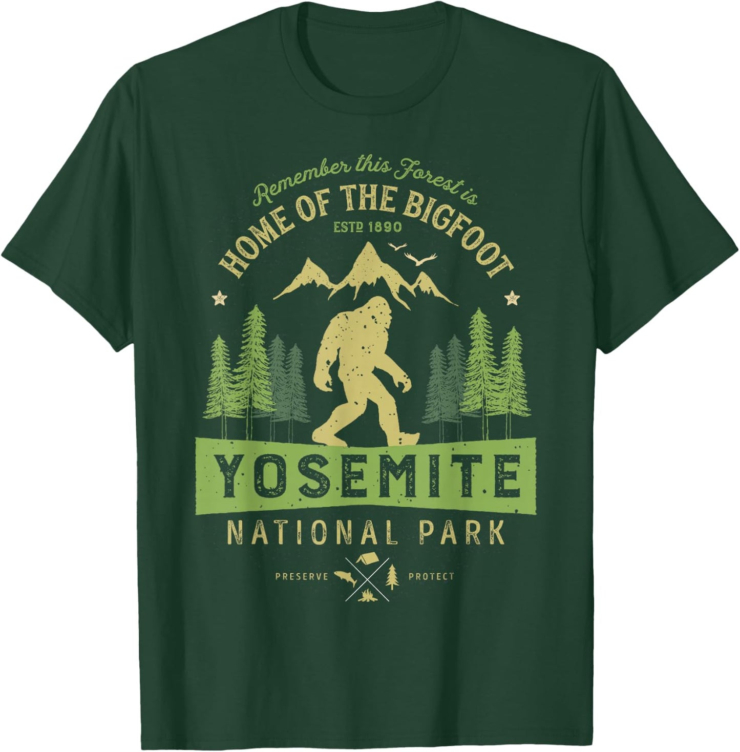 Yosemite National Park T shirt California Bigfoot Vintage T-Shirt - T-Shirt | Forest