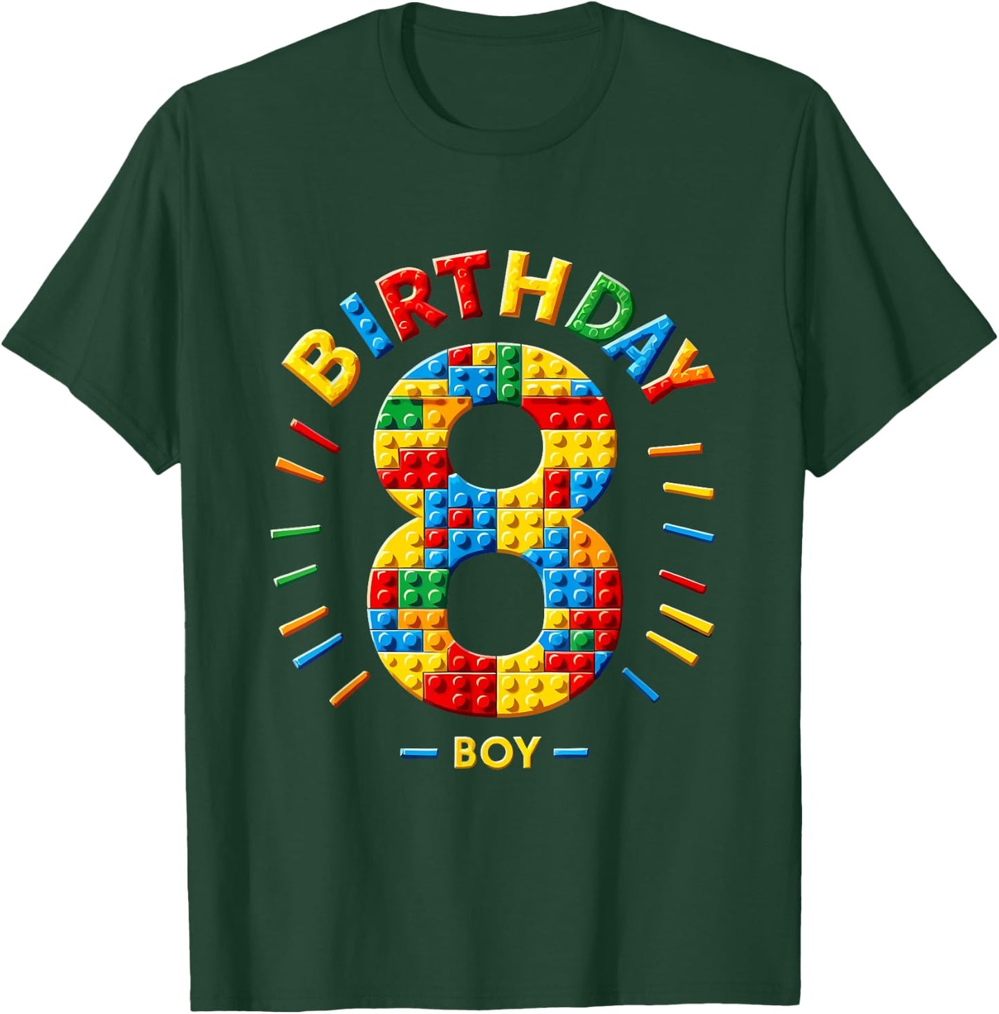Master Builder 8th Birthday Boy 8 Eight Years Building Blocks , black T-Shirt - T-Shirt | Forest