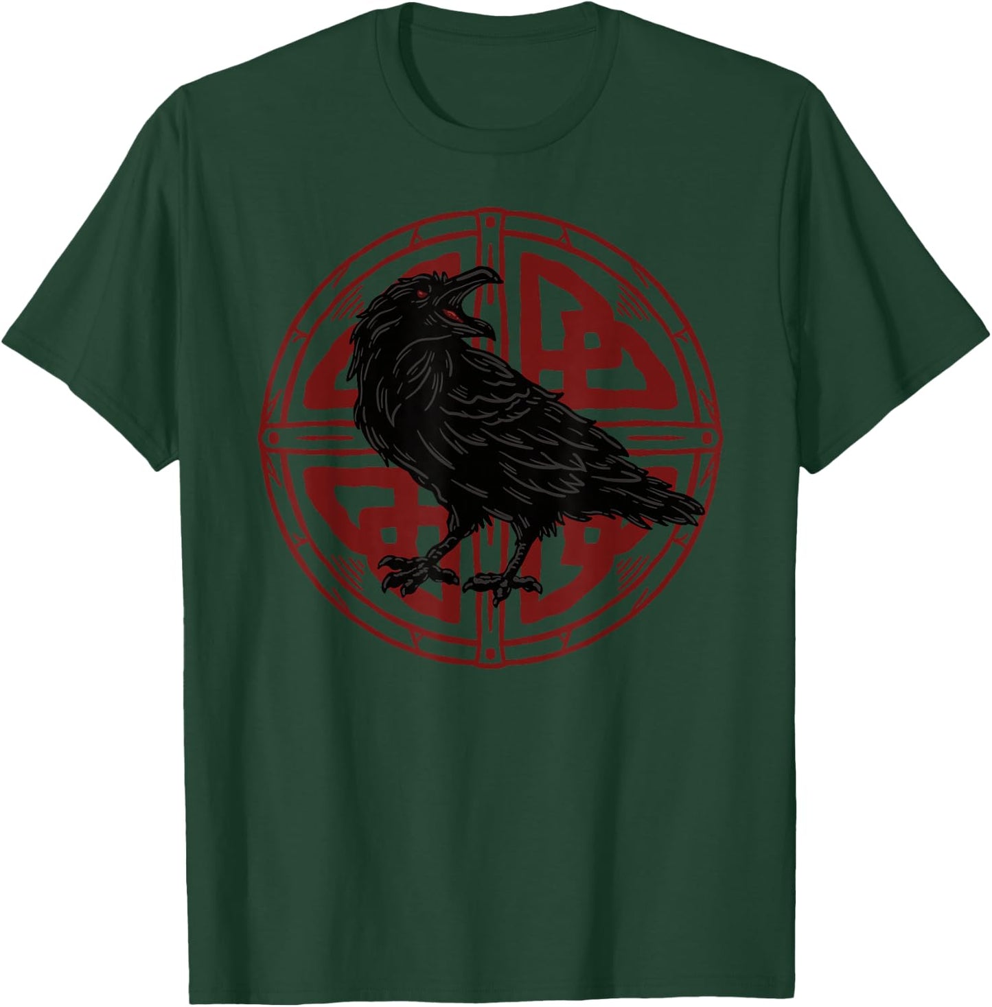 Crow Odin Raven Celtic Rune Viking T-Shirt - T-Shirt | Forest