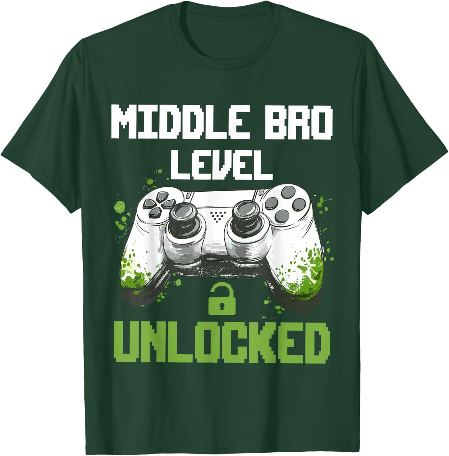 Pregnancy Announcement Middle Brother Level Unlocked T-Shirt - T-Shirt | Forest
