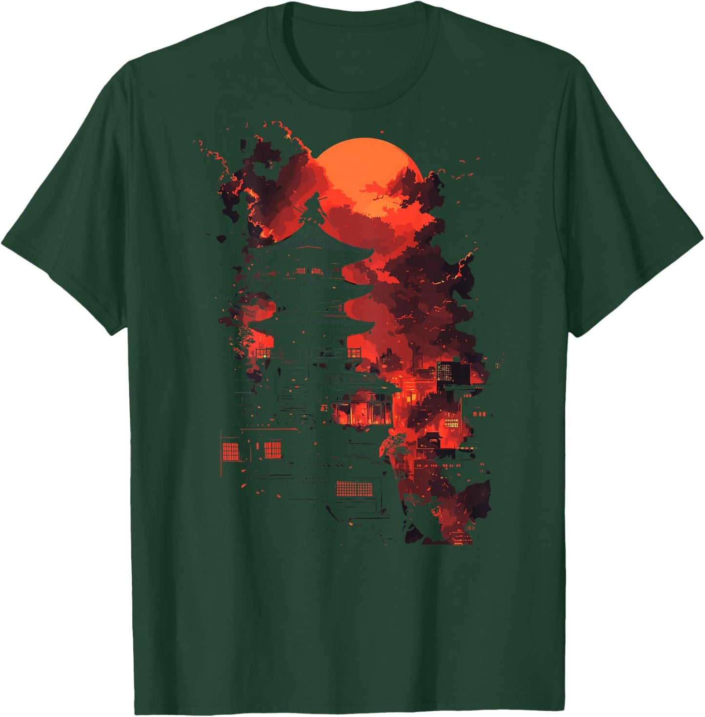 Japanese Ninja Backprint , black T-Shirt - T-Shirt | Forest