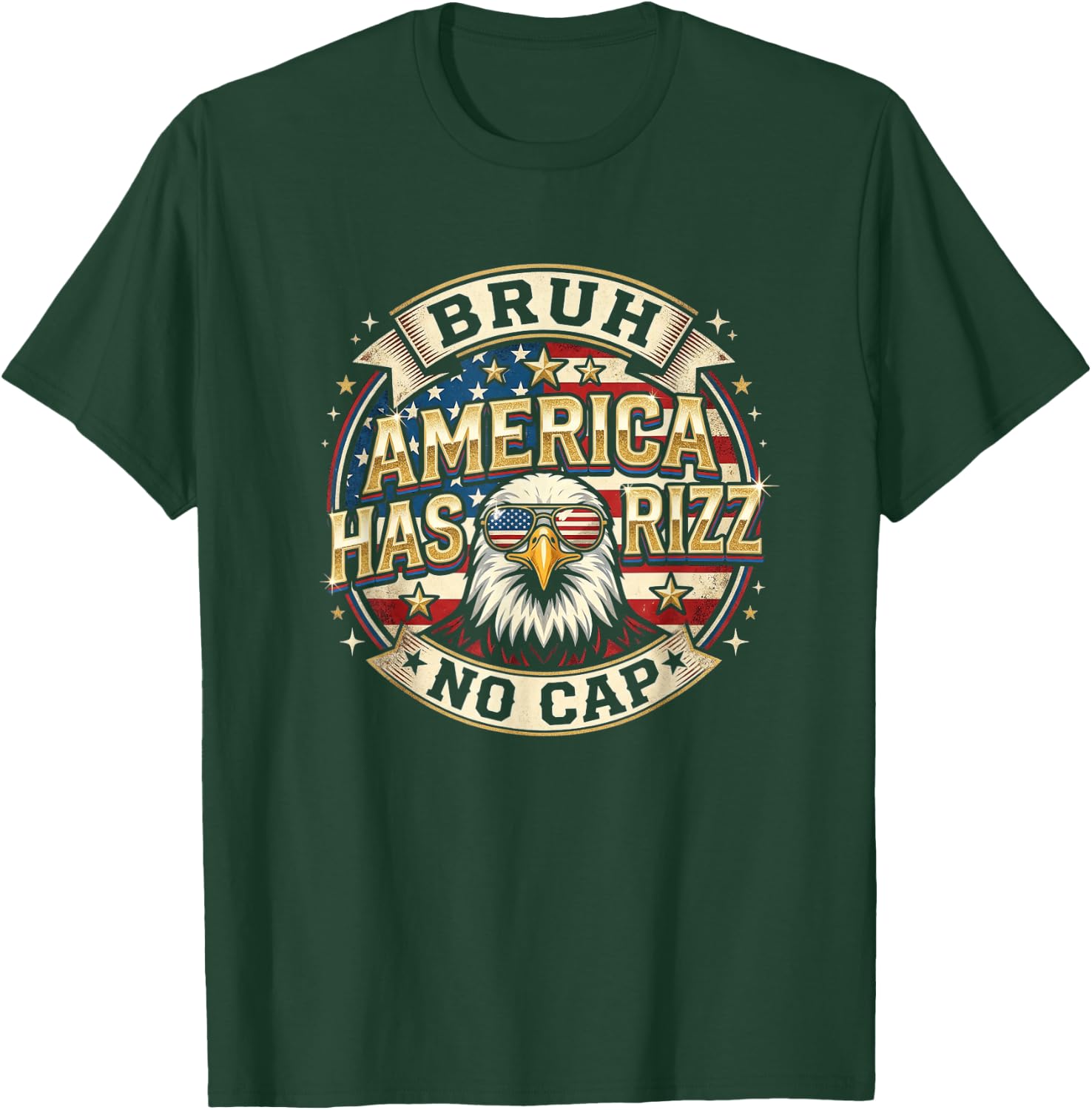 Bruh America Has Rizz No Cap - Fourth of July T-Shirt - T-Shirt | Forest