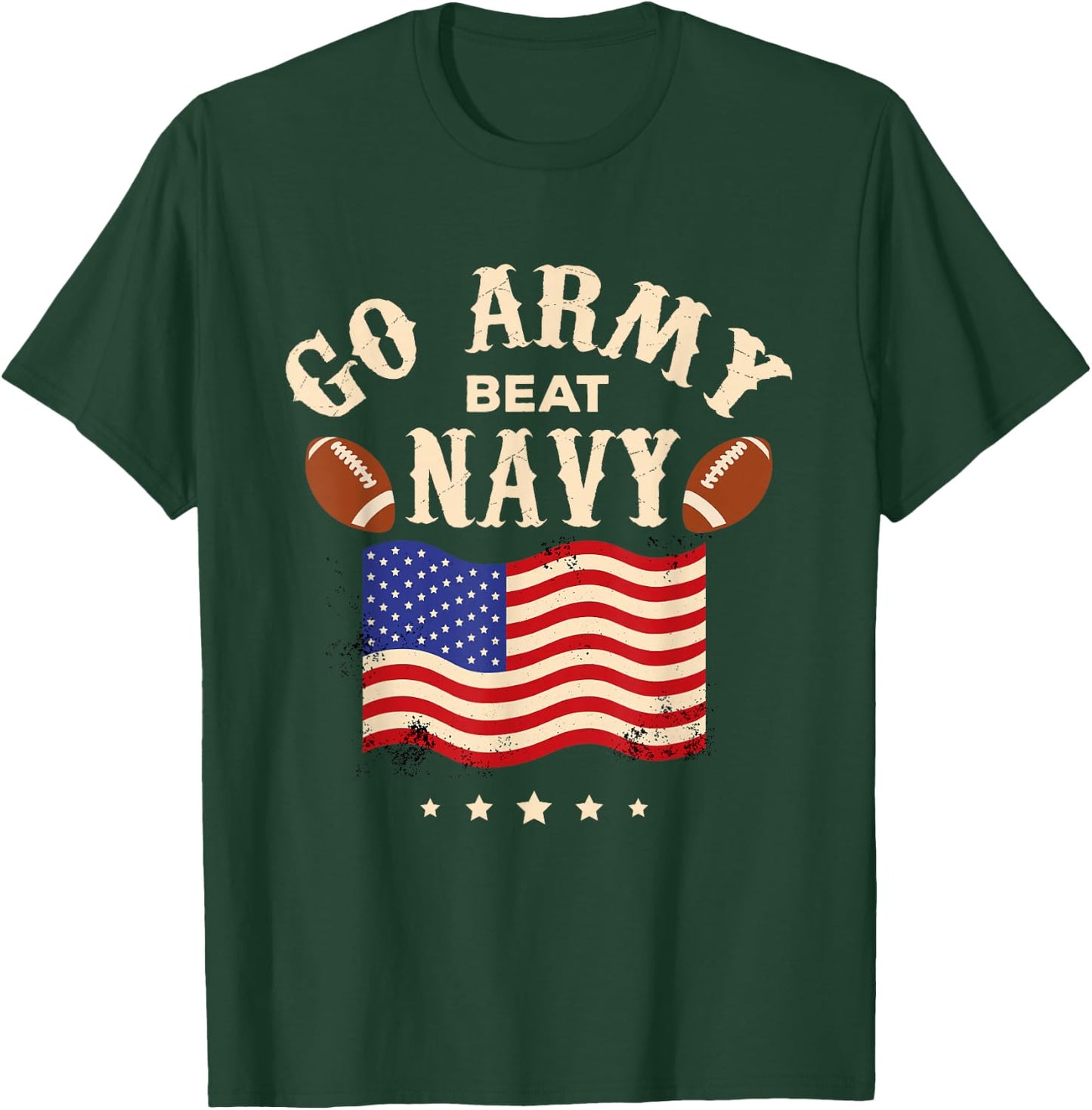 Vintage USA Flag Army Beat Navy-Flag Game Sports Football T-Shirt - T-Shirt | Forest