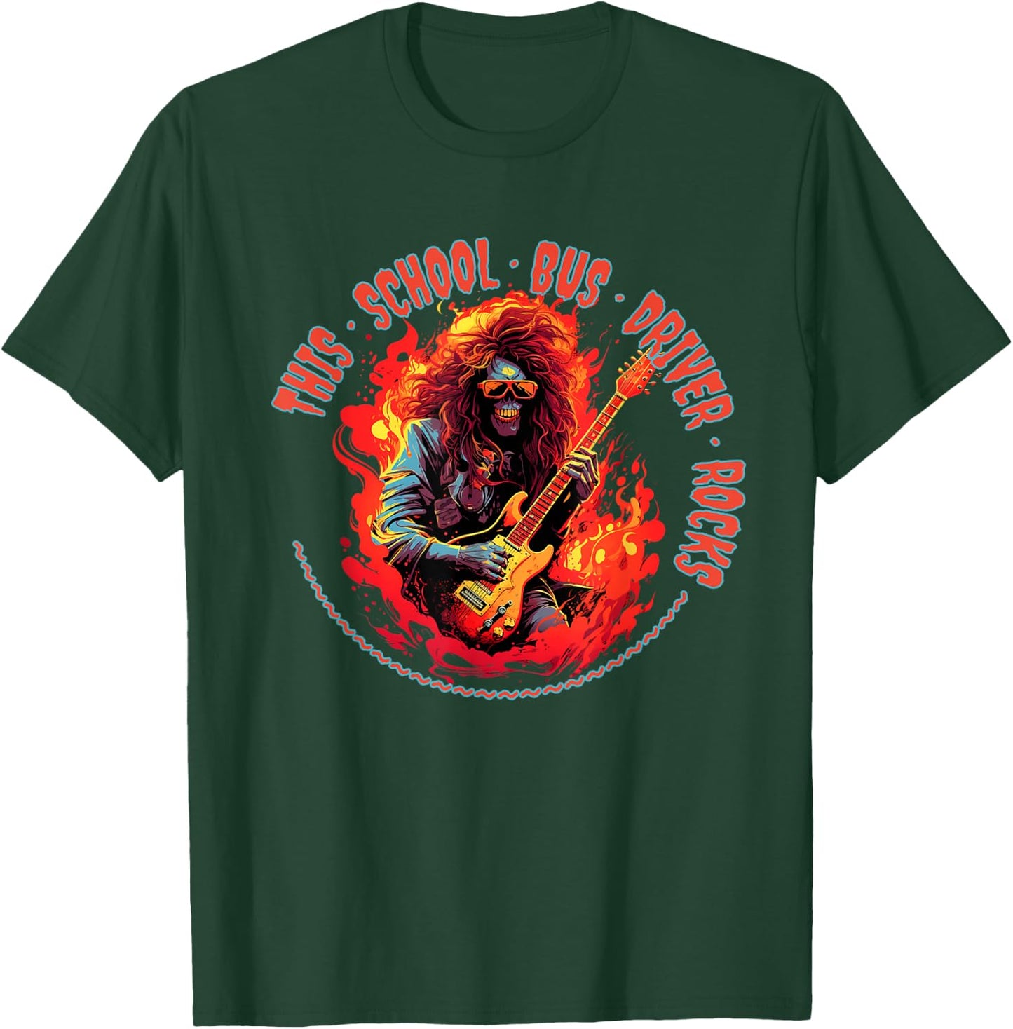 This School Bus Driver Rocks Funny Musician T-Shirt - T-Shirt | Forest