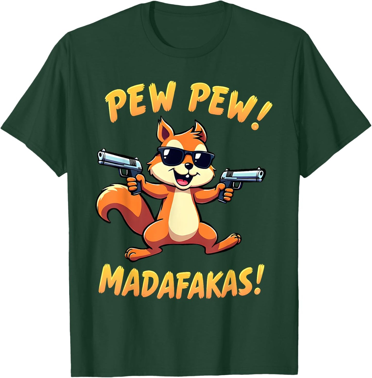 Funny Squirrel with Sunglasses – Cartoon with Guns T-Shirt - T-Shirt | Forest