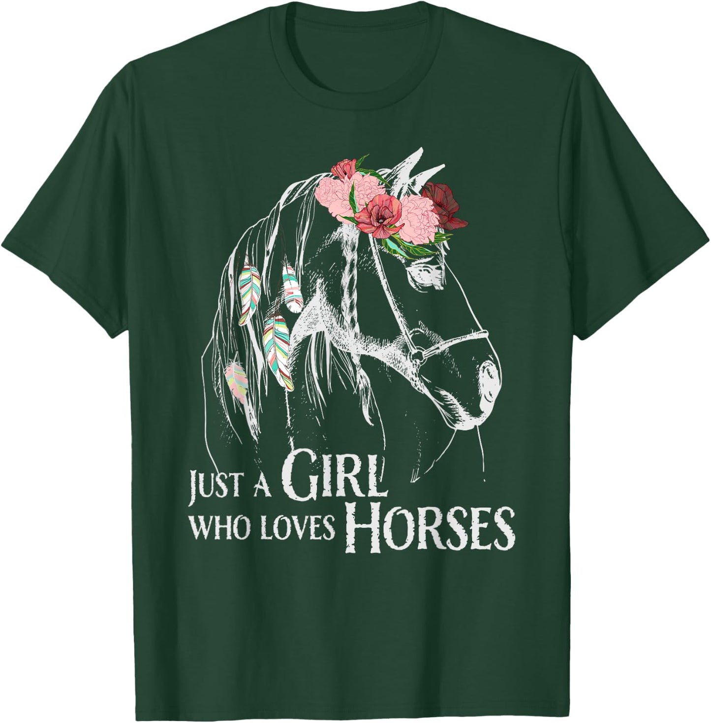 Horse Girl - Cute Pony - Crazy Horseback Riding Farmer Girls T-Shirt - T-Shirt | Forest