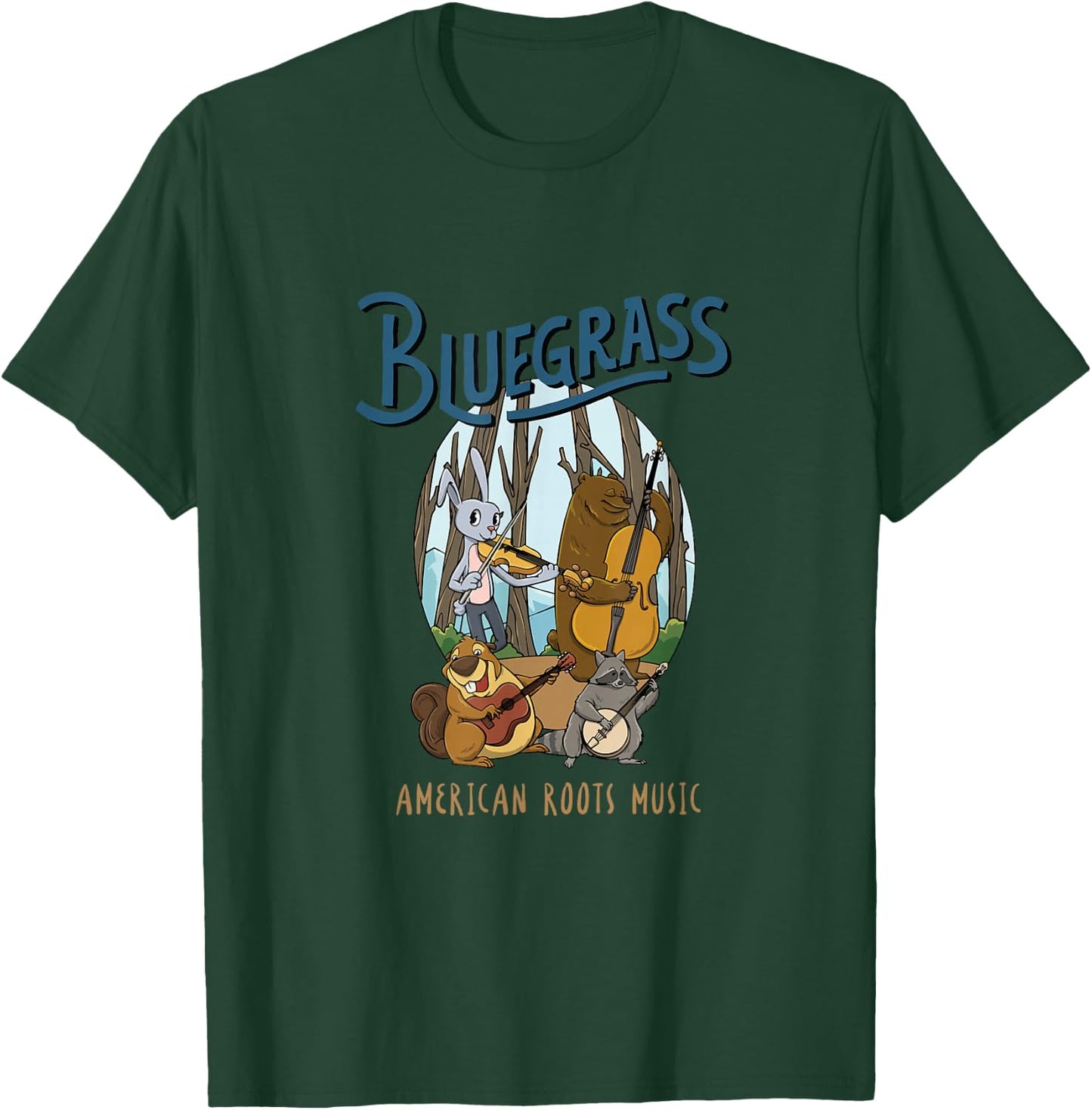Animals Bluegrass Musician Design for Bluegrass Concert T-Shirt - T-Shirt | Forest
