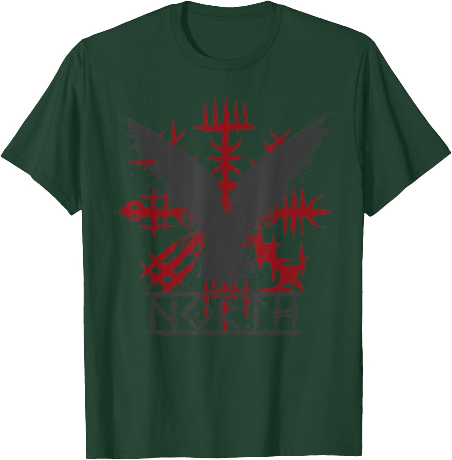 Retro Viking Symbol - Nordic Raven - Celtic Symbol - North T-Shirt - T-Shirt | Forest